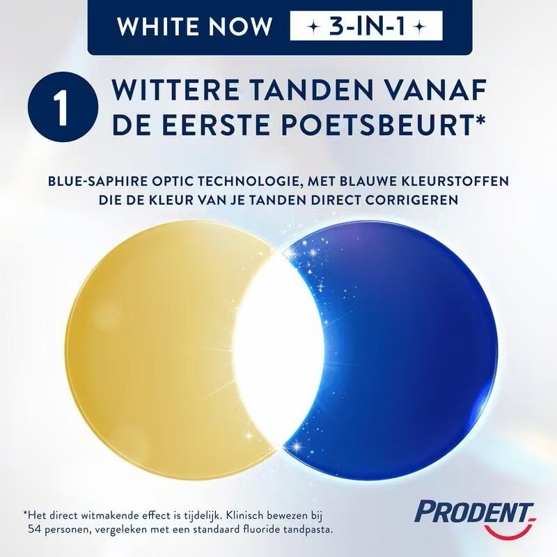 Prodent White Now 3 in 1 Tandpasta | 6 x 75 ml | Direct Wittere Tanden & Langdurig Whitening