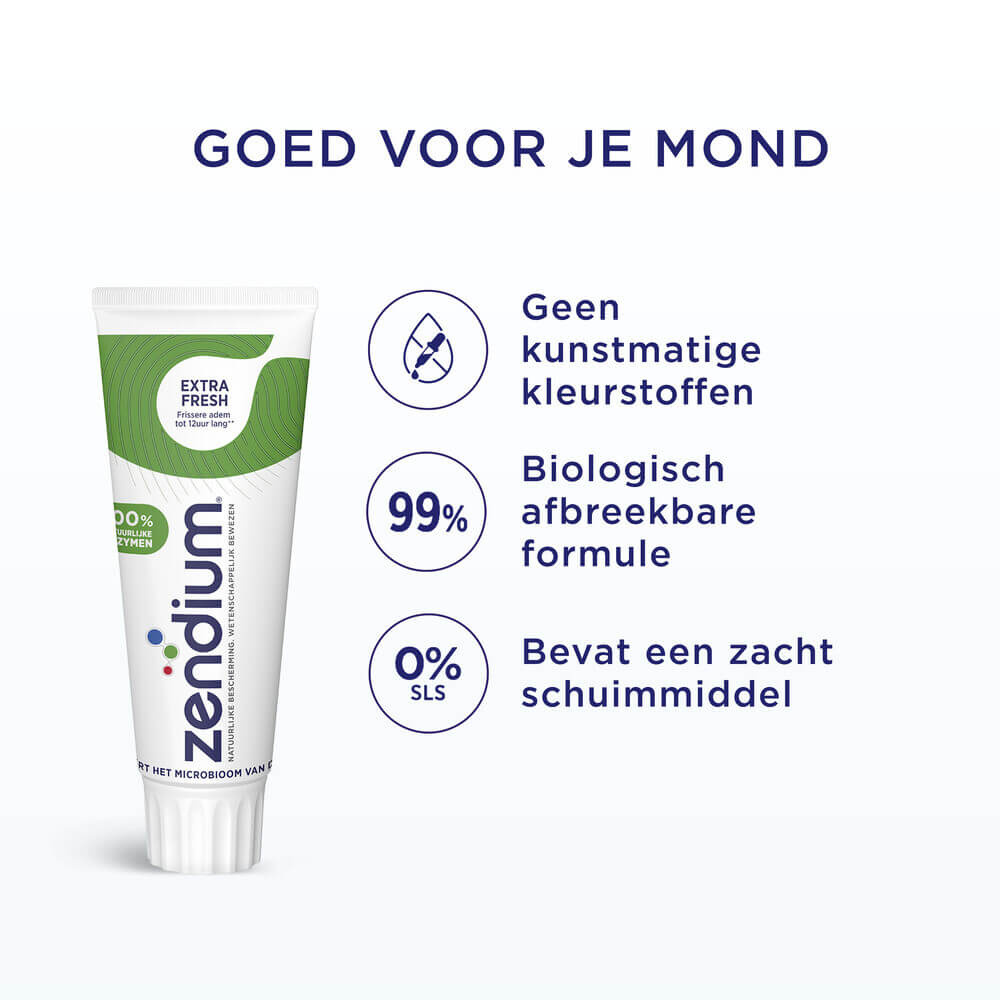 Zendium Extra Fresh Tandpasta | 6 x 75 ml | Langdurig Frisse Adem