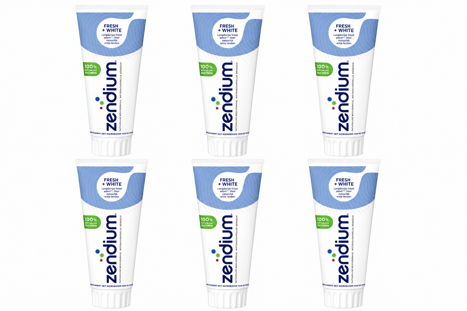 Zendium Fresh + White Tandpasta | 6 x 75 ml | Natuurlijk Witte Tanden