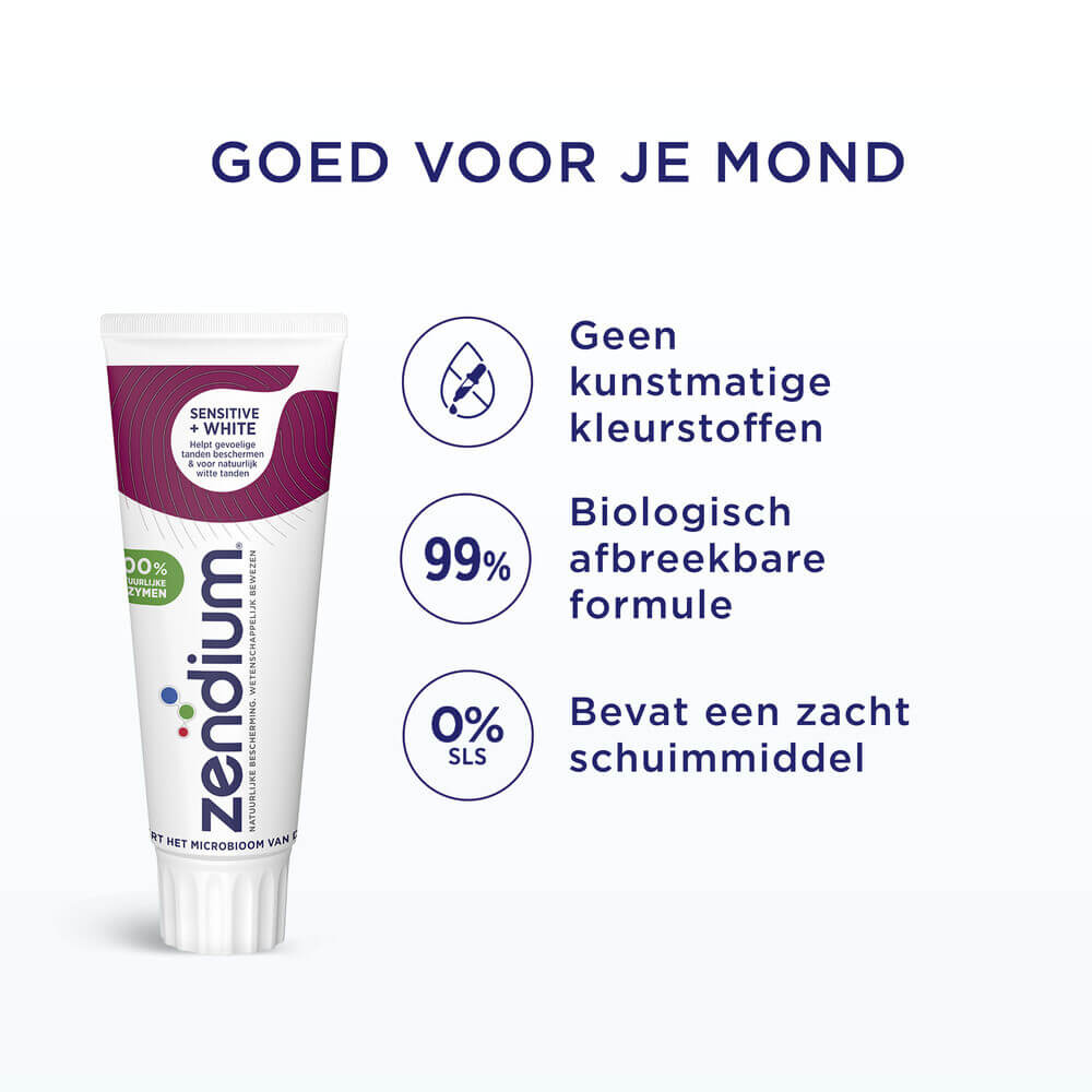 Zendium Sensitive + White Tandpasta | 6 x 75 ml | Gevoelige & Witte Tanden