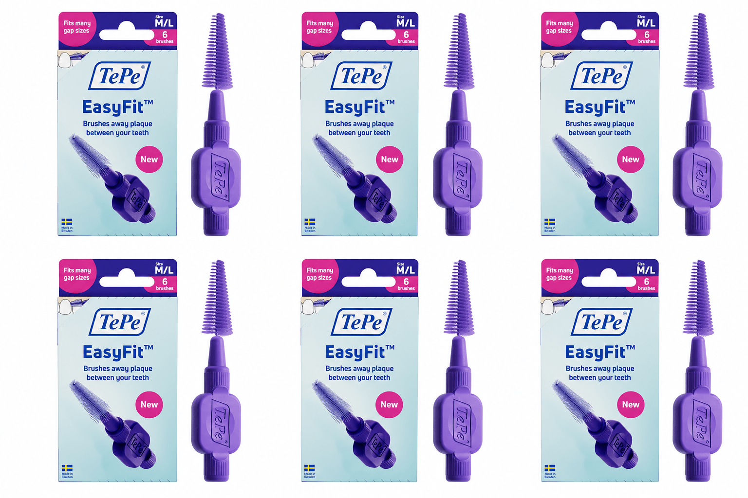 TePe EasyFit Interdentale Ragers M/L Paars | 36 stuks (6 x 6 ragers)
