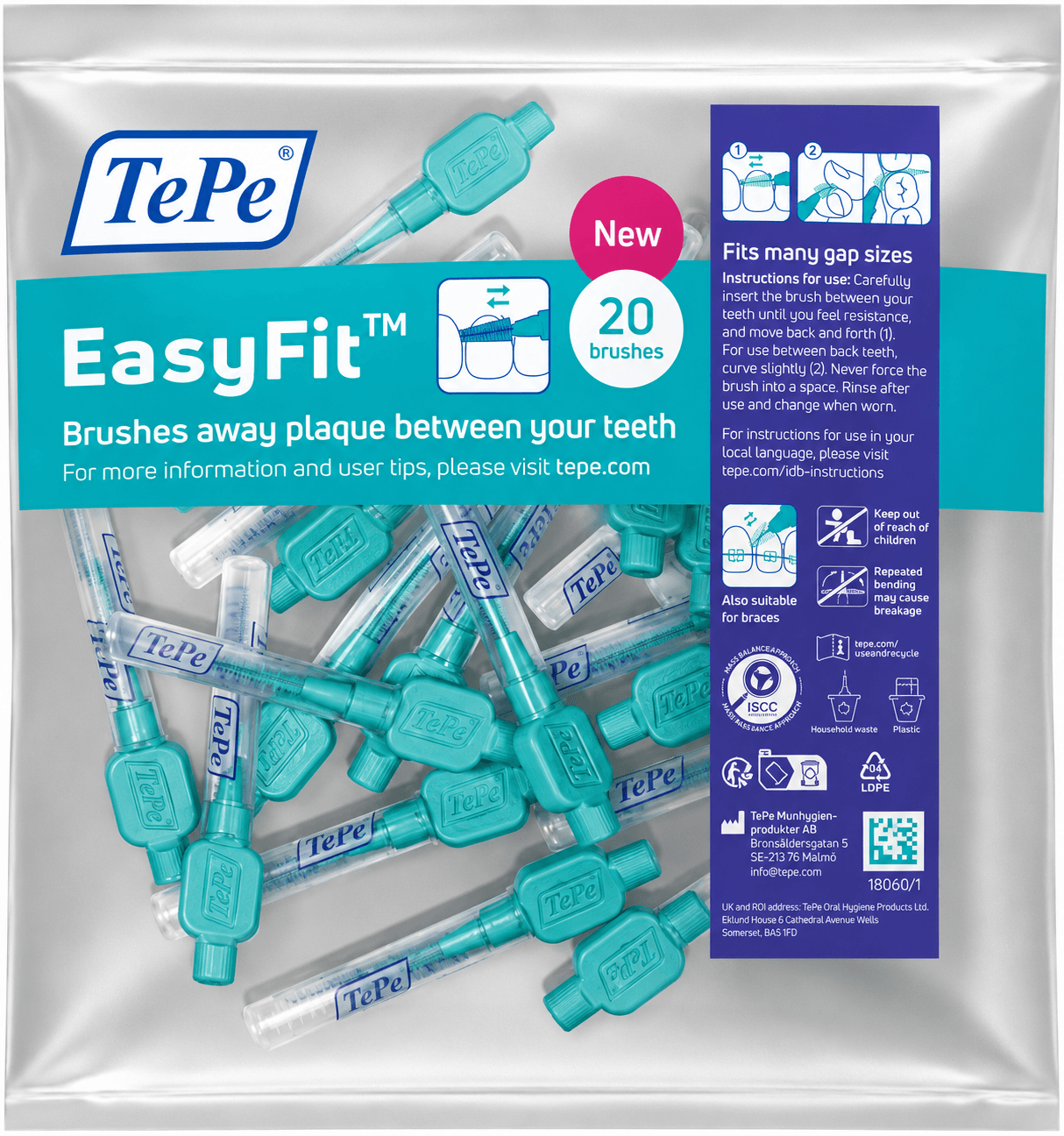 TePe EasyFit Interdentale Ragers S/M Blauw | 120 stuks (6 x 20 ragers)