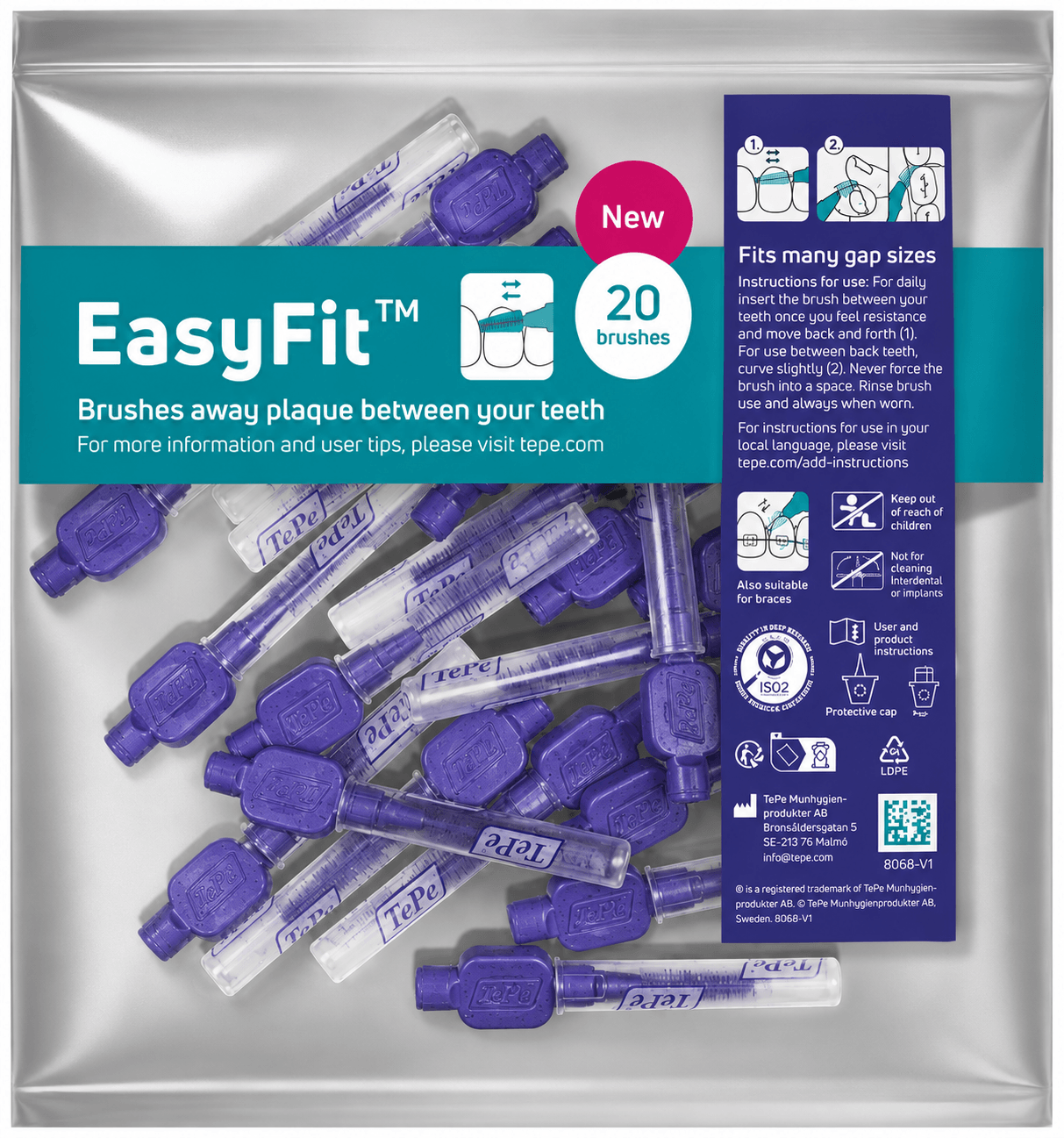 TePe EasyFit Interdentale Ragers M/L Paars | 120 stuks (6 x 20 ragers)