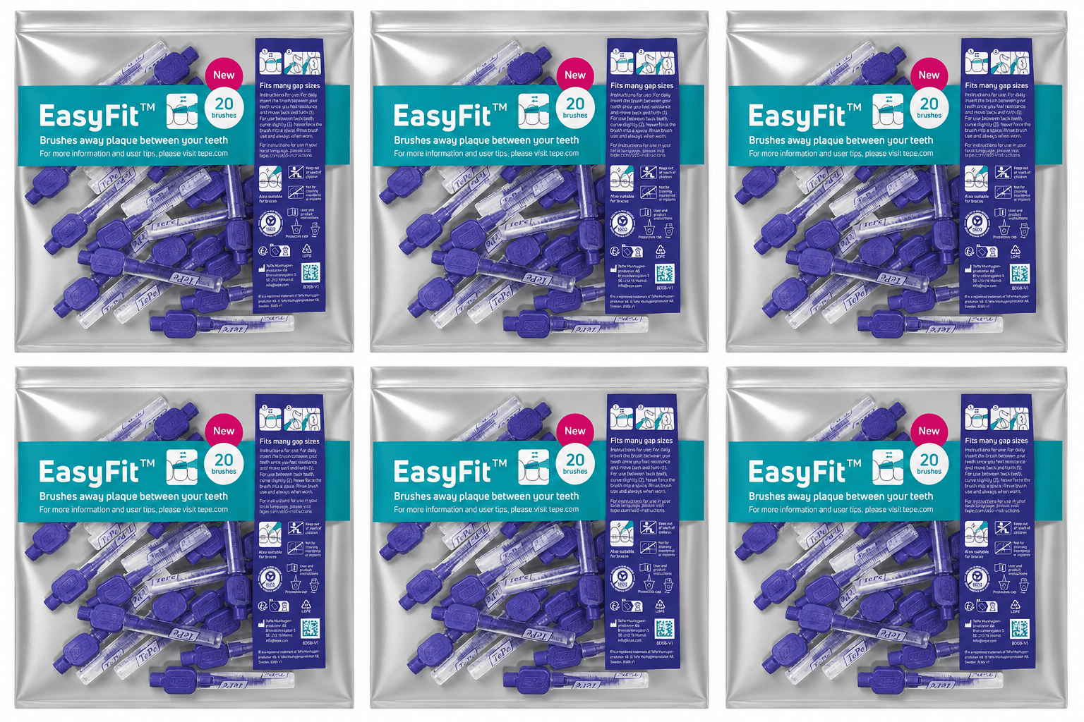 TePe EasyFit Interdentale Ragers M/L Paars | 120 stuks (6 x 20 ragers)