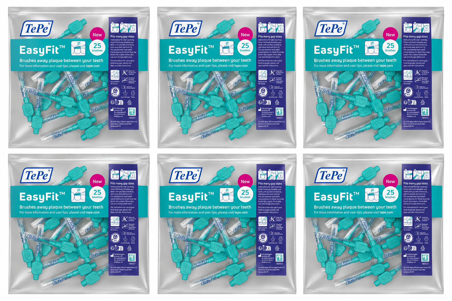 TePe EasyFit Interdentale Ragers S/M Blauw | 150 stuks (6 x 25 ragers)