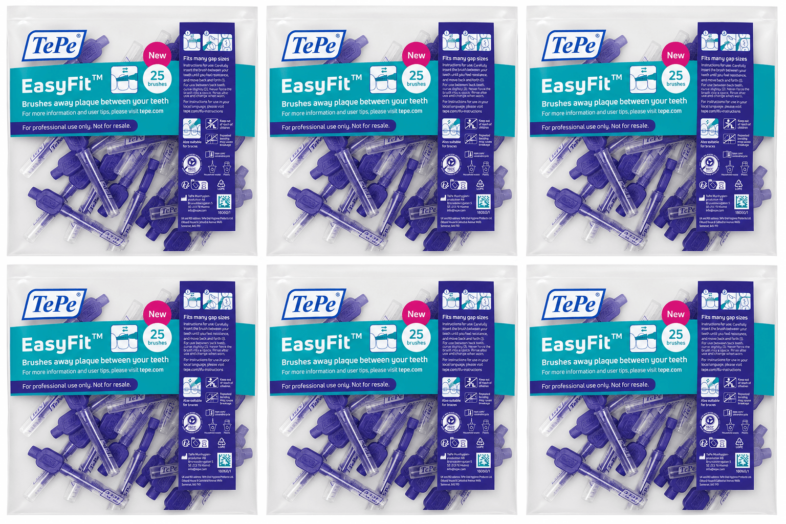 TePe EasyFit Interdentale Ragers M/L Paars | 150 stuks (6 x 25 ragers)
