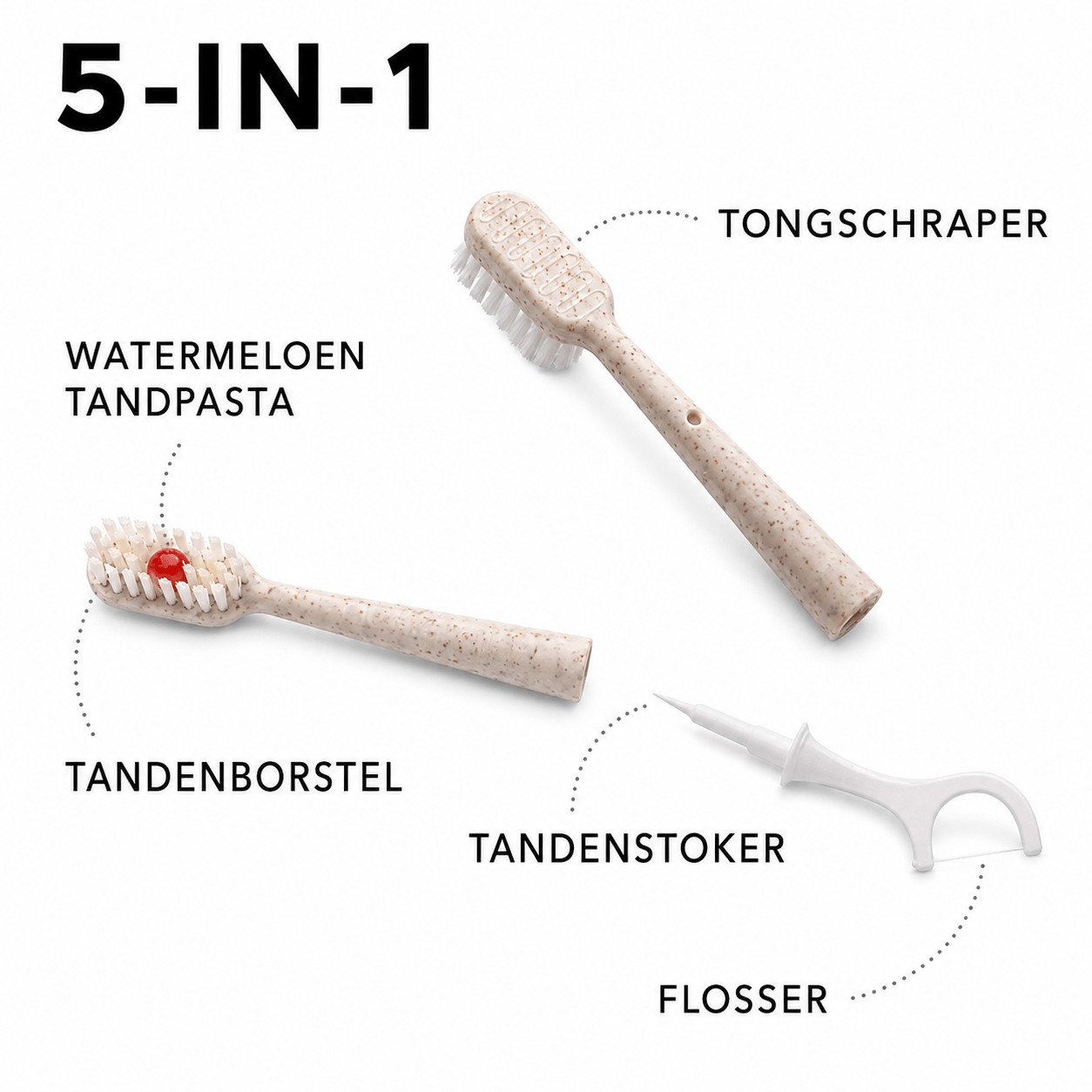 Clearsmile Clean & Fresh 5-in-1 Mondverzorgingsset | Watermelon | 20 stuks | Voor Onderweg