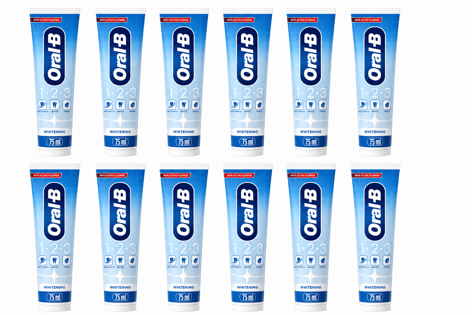 Oral-B 1-2-3 Whitening Tandpasta | 12 x 75 ml | Wittere Tanden