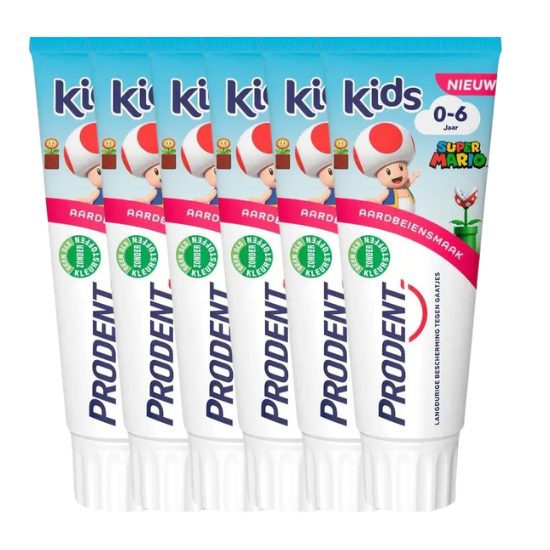 Prodent Kids 0-6 Jaar Tandpasta | 6 x 75 ml | Aardbeiensmaak & Bescherming Tegen Gaatjes