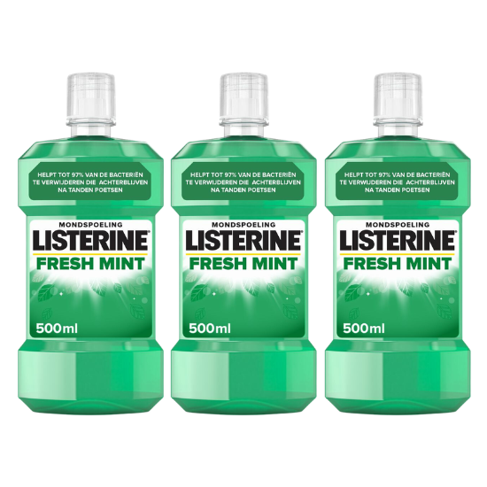 Listerine Fresh Mint Mondwater | 3 x 500 ml | Extra Fris