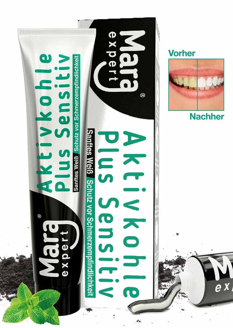 Mara Expert Aktivkohle Plus Sensitiv Tandpasta | Actieve Kool & Kaliumcitraat | 75 ml
