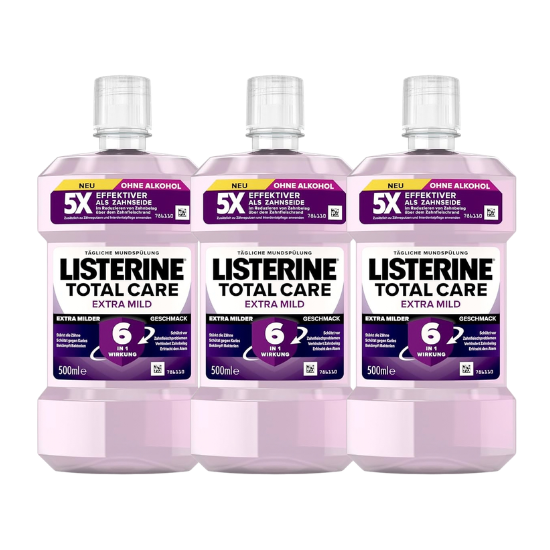 Listerine Total Care Mondwater | 3 x 500 ml | Extra Mild