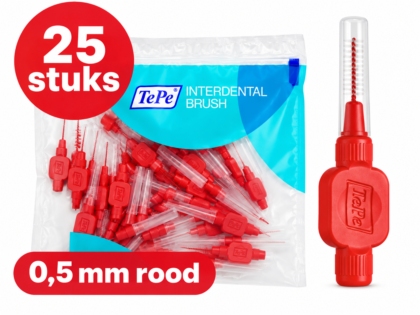 TePe Ragers Origineel 0,5 mm Rood | 25 stuks