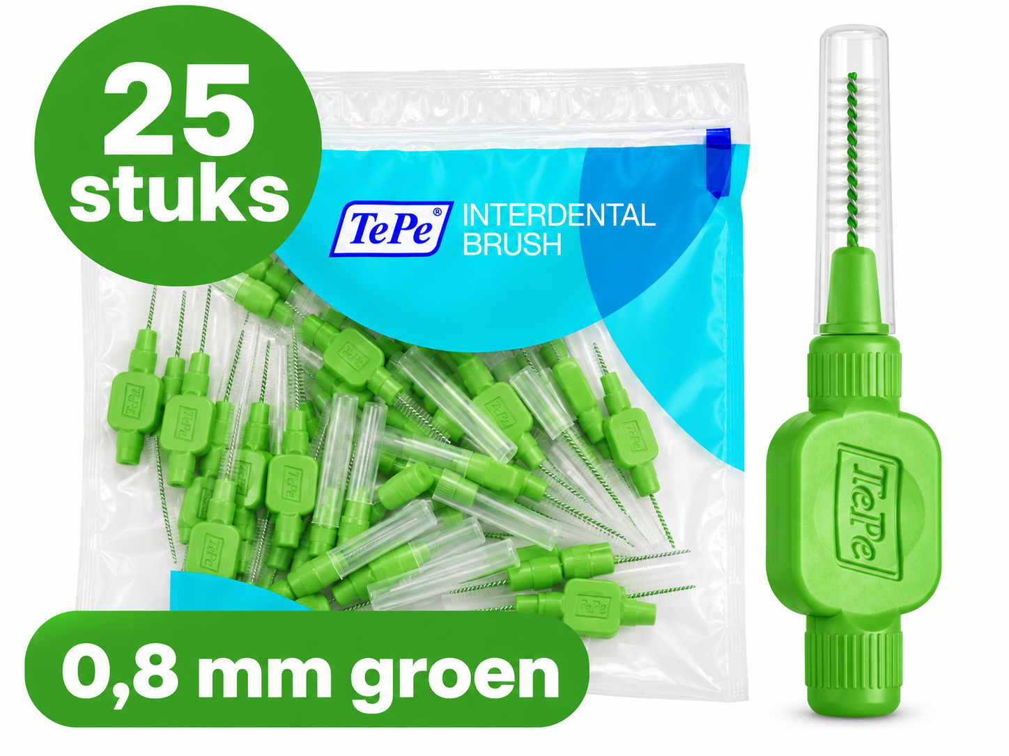 TePe Ragers Origineel 0,8 mm Groen | 25 stuks