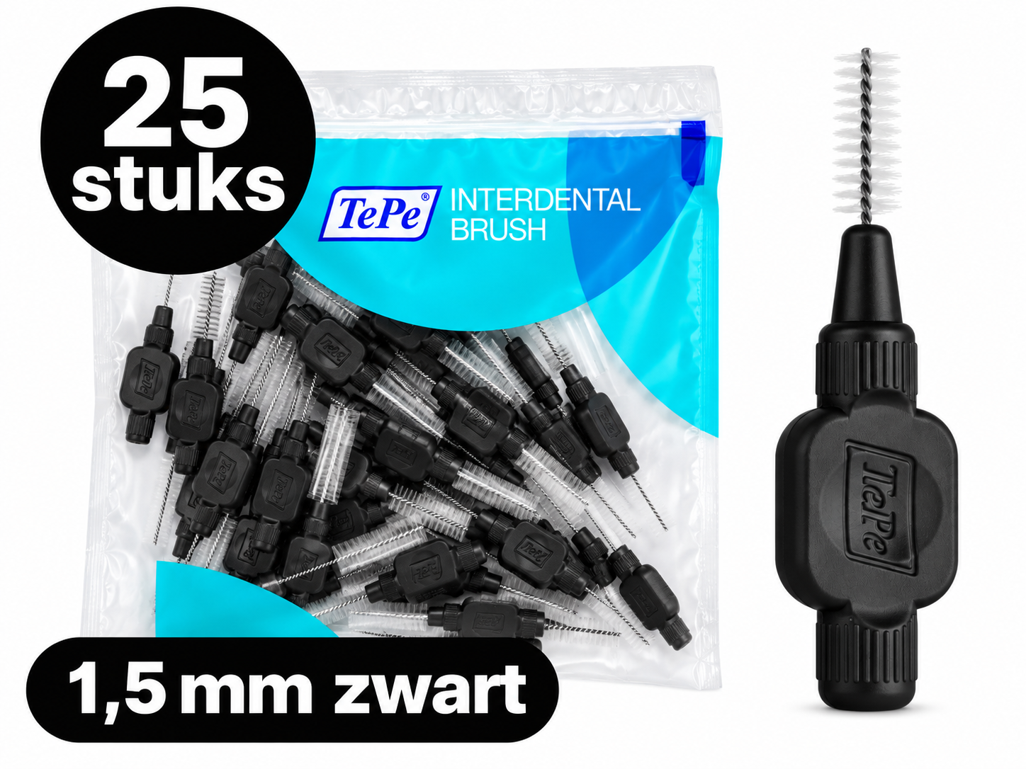 TePe Ragers Origineel 1,5 mm Zwart | 25 stuks