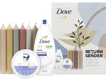Dove Geschenkset | Return To Sender | Douchegel 250 ml + Crème 250 ml + 6 Dinerkaarsen