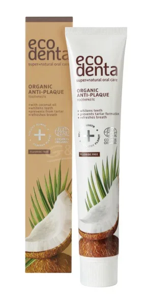 Ecodenta Organic Anti-Tandplak Tandpasta | Kokosolie & Zink | 75 ml