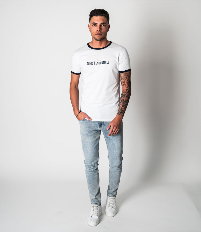Zumo Slim Fit T-shirts SLY-ESSENT WhiteNavy