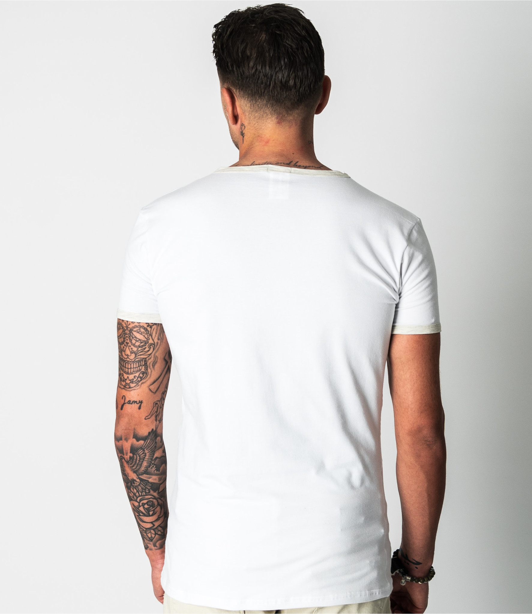 Zumo Slim Fit T-shirts SLY-JAPAN-SURF WhiteBeige