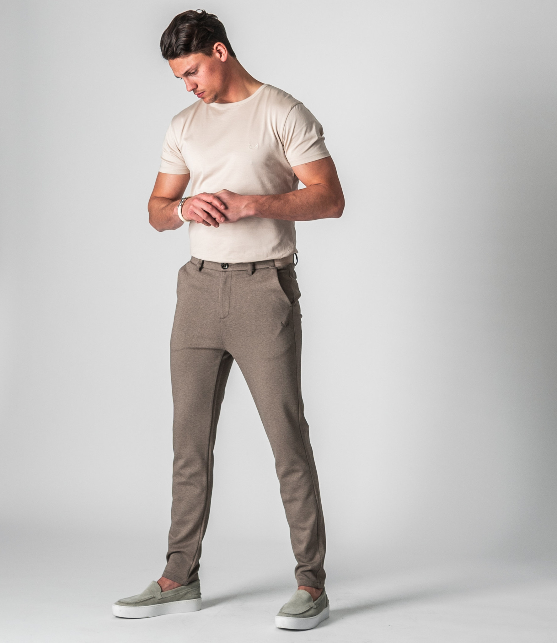 Zumo Slim Fit Pants PONTE-PM Beige - ZUMO