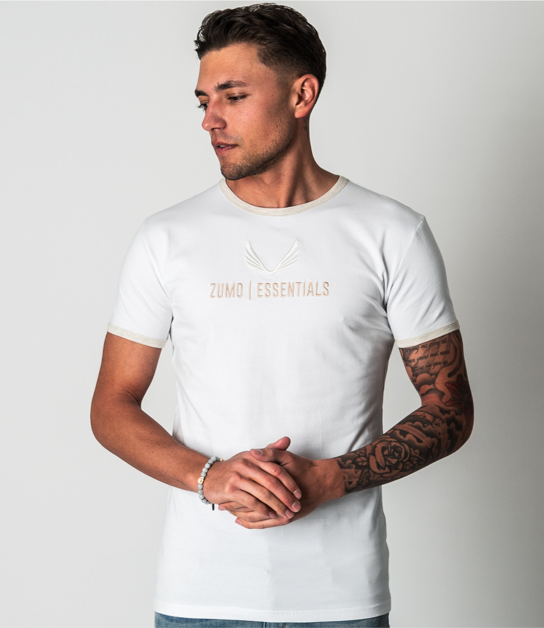 Zumo Slim Fit T-shirts SLY-ESSENT WhiteBeige