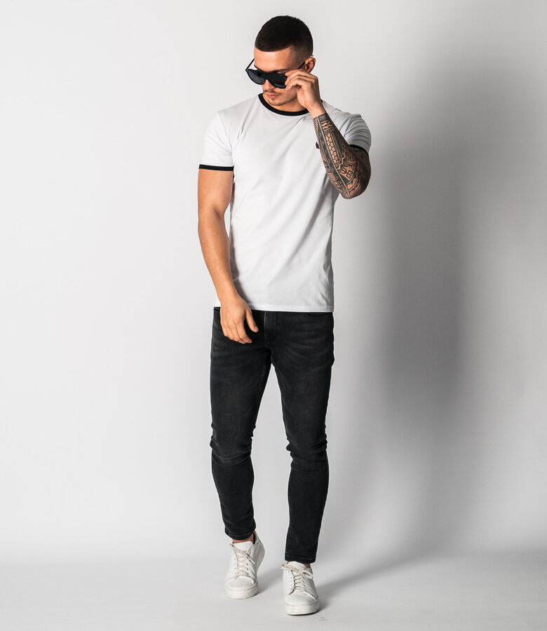 Zumo Slim Fit T-shirts SLY-CONTRAST WhiteBlack