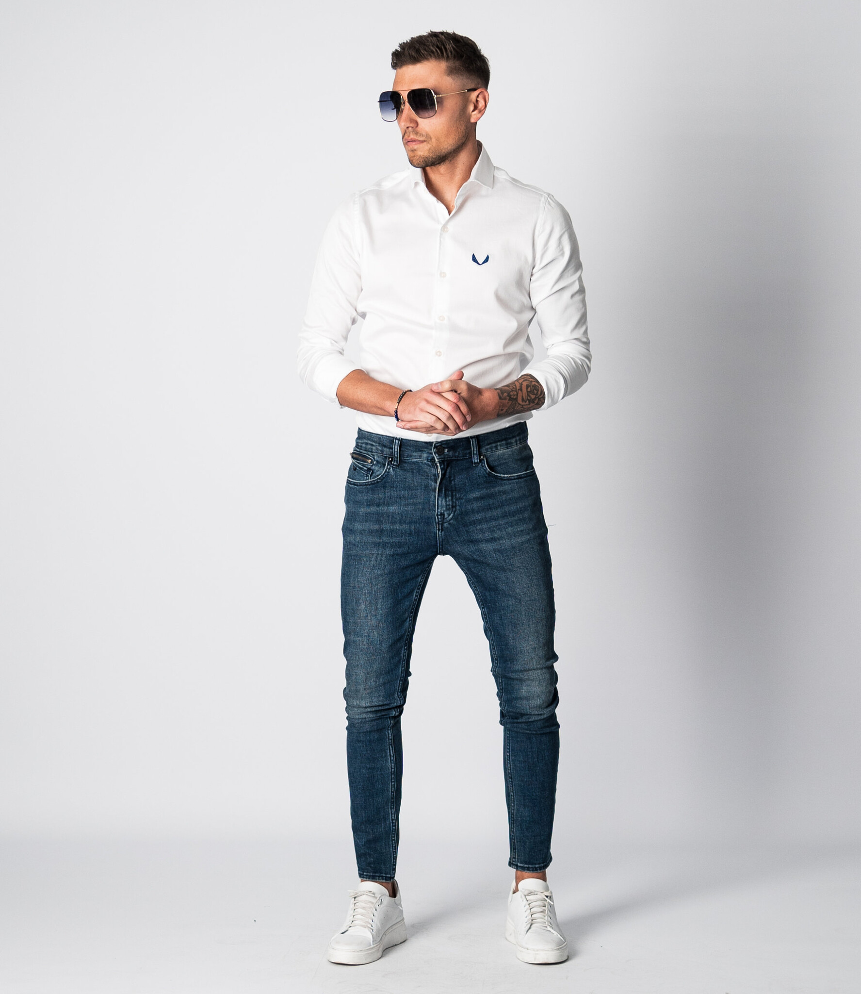 Zumo Slim Fit Shirts JAGGER-MERENGUE WhiteBlue