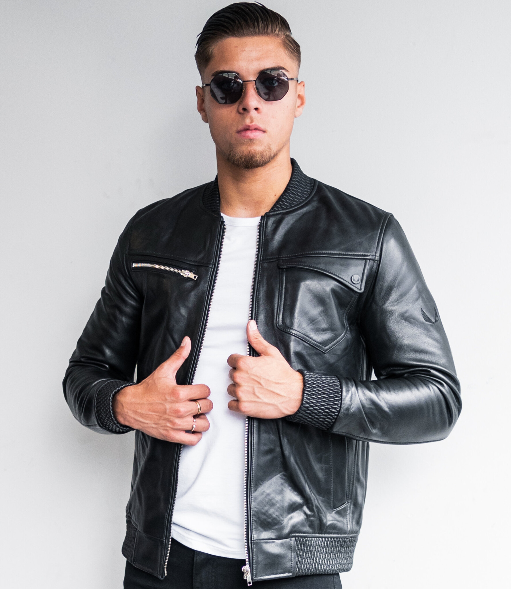 Zumo Slim Fit LeatherJackets MONDIAL Black - ZUMO