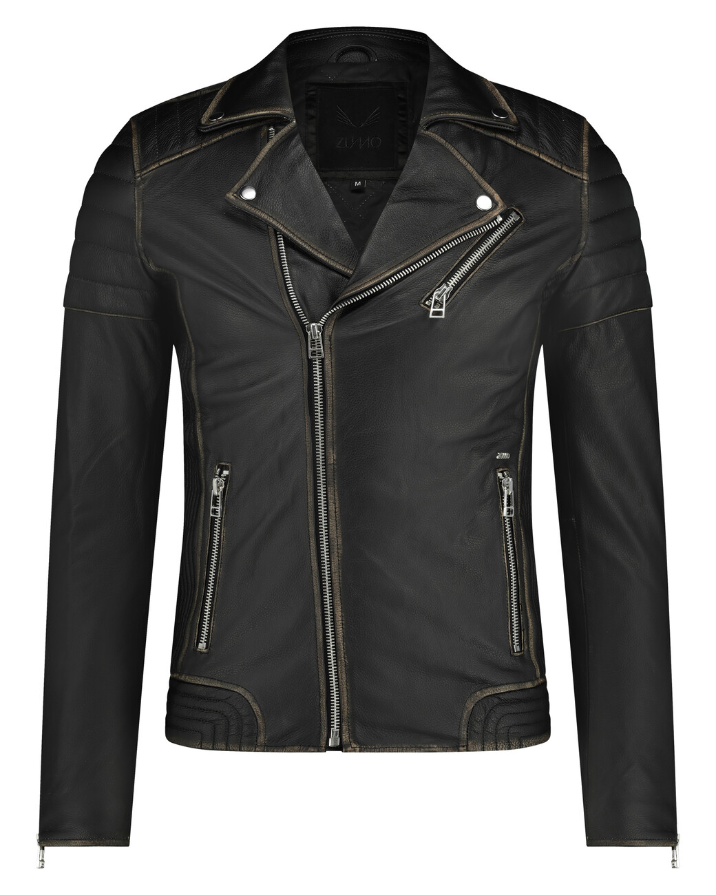 Zumo Slim Fit Leather Jackets NORTON-2TONE Black