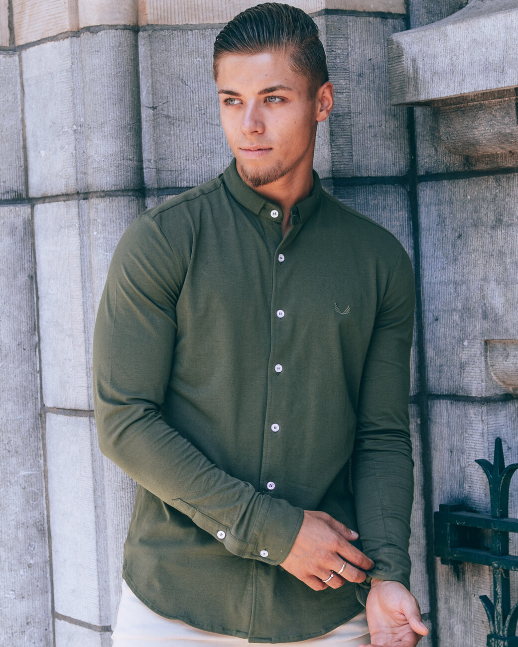 Zumo Slim Fit Shirts COSTER-LS Army