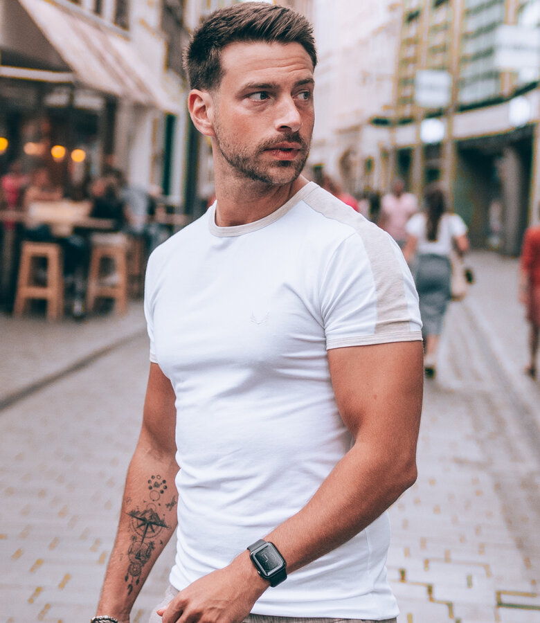 Zumo Slim Fit T-shirts FLYNN WhiteBeigeMelee