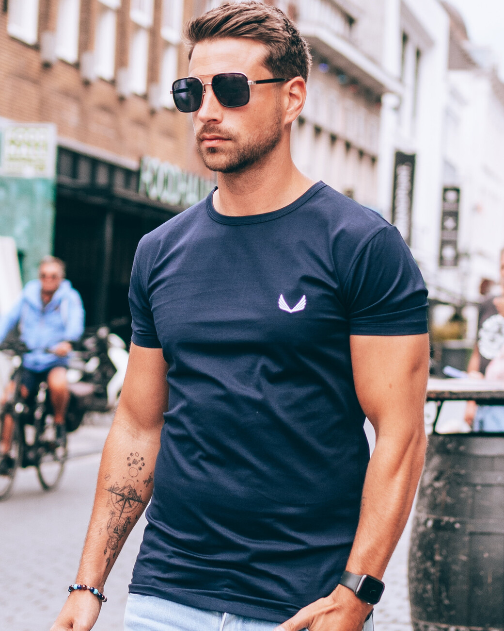 Zumo Slim Fit T-shirts HILLSBORO-LOGO Navy