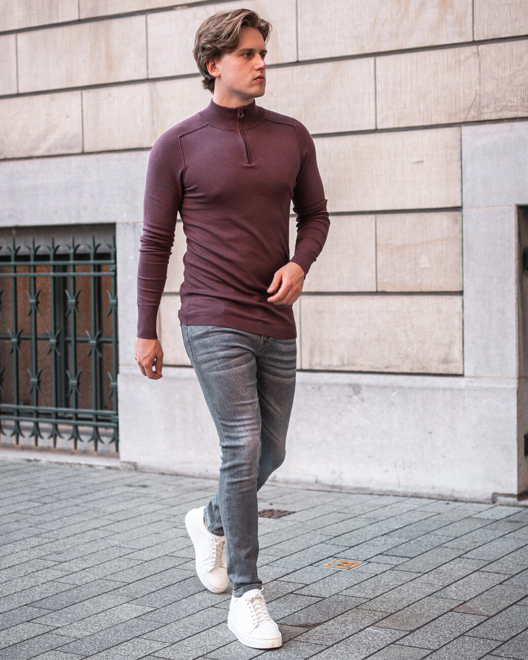 Zumo Slim Fit Pulls SPANZIP RedWine