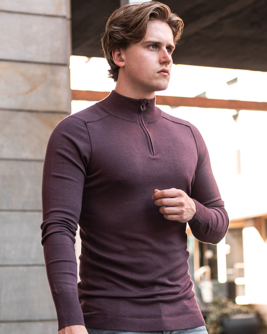 Zumo Slim Fit Pulls SPANZIP RedWine