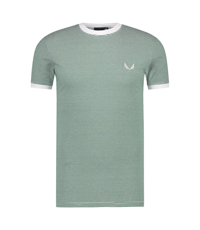 Zumo Slim Fit T-shirts STONE-STRIPE GreenWhite