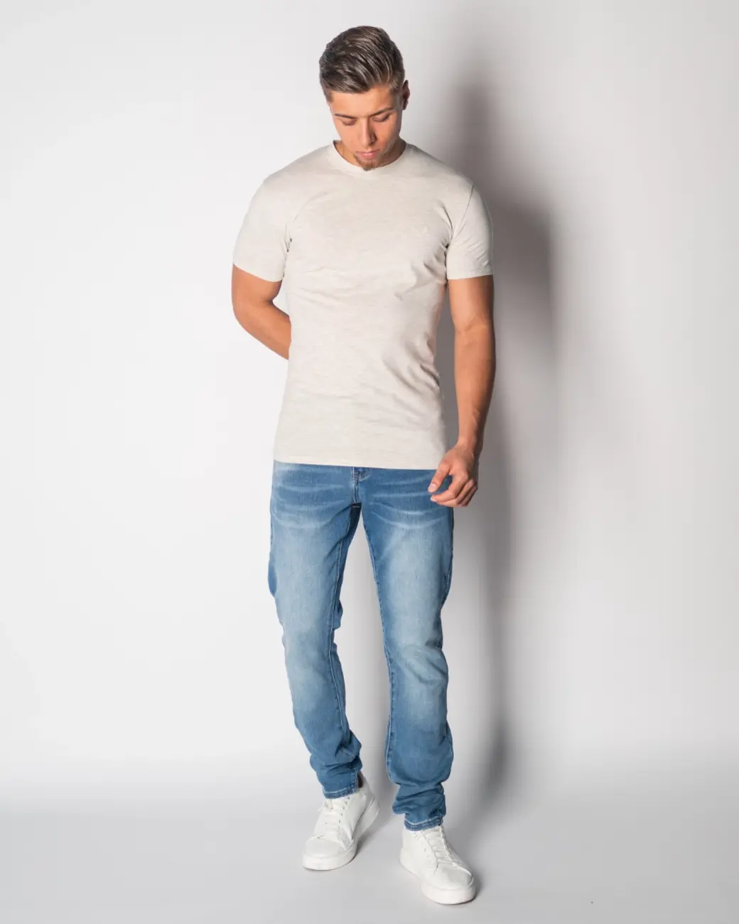 Zumo Slim Fit T-shirts STONE-T BeigeMelee