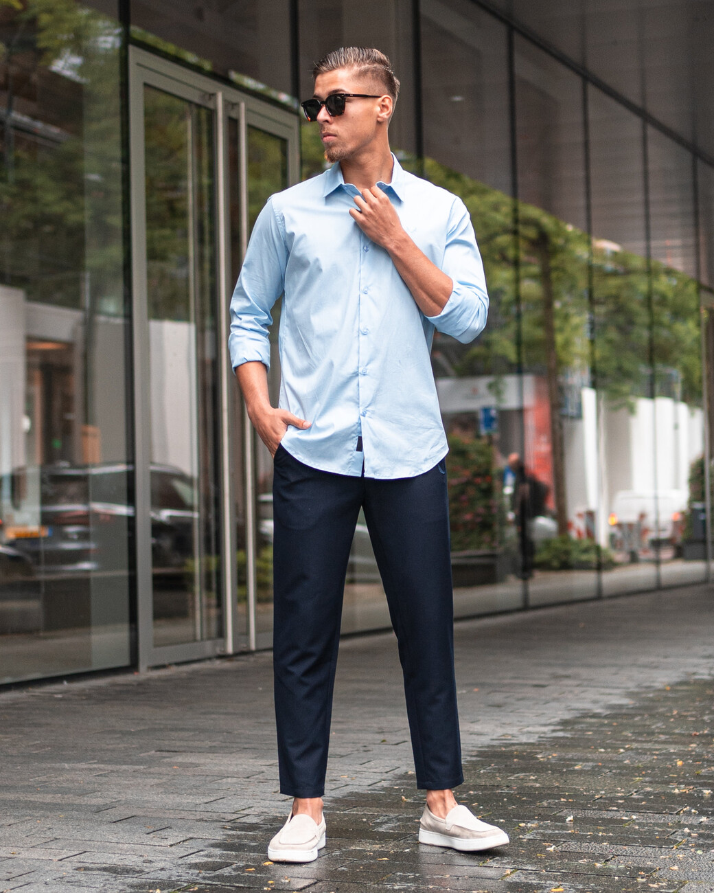 Zumo Slim Fit Shirts CHUCK-LS LightBlue