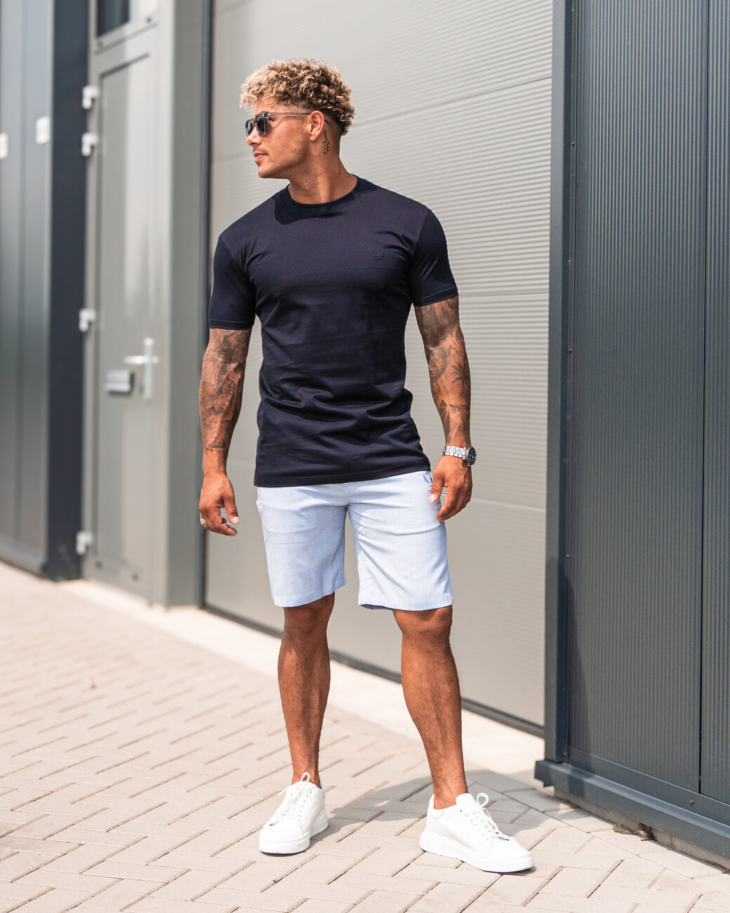 Zumo Slim Fit T-shirts STONE-MC Navy