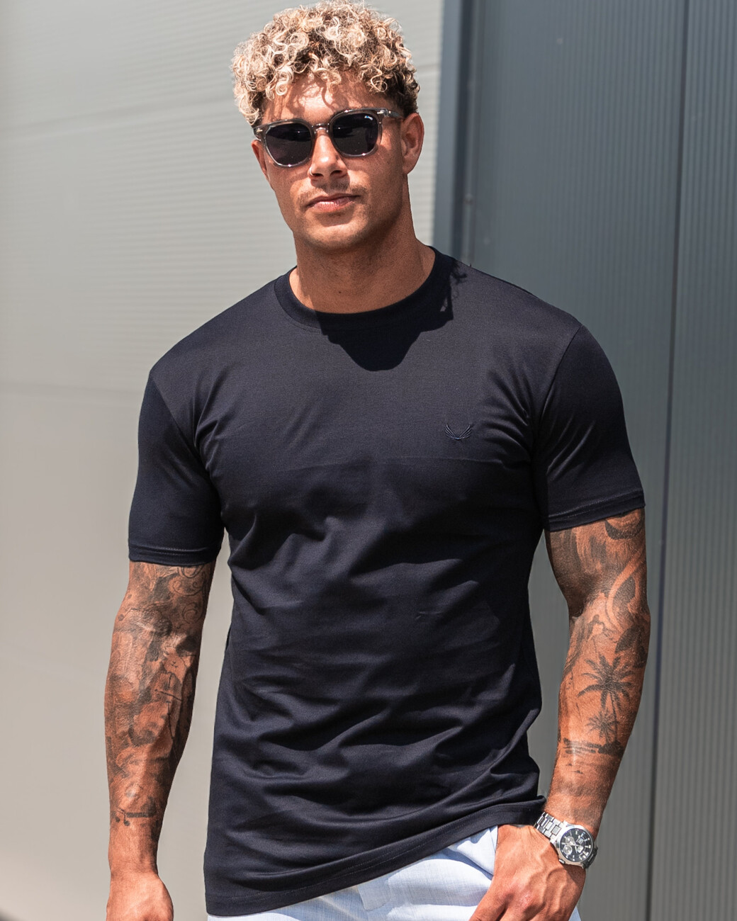 Zumo Slim Fit T-shirts STONE-MC Navy