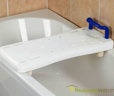 Instelbare badplank met blauwe handgreep