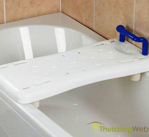 Instelbare badplank met blauwe handgreep