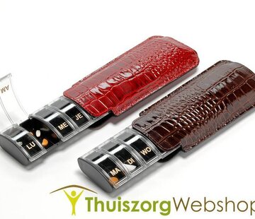 Luxe pillendoosje met lederen etui