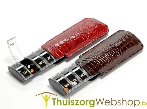 Luxe pillendoosje met lederen etui