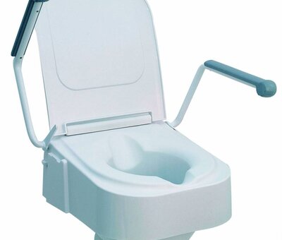 In hoogte verstelbare toiletverhoger met armsteunen