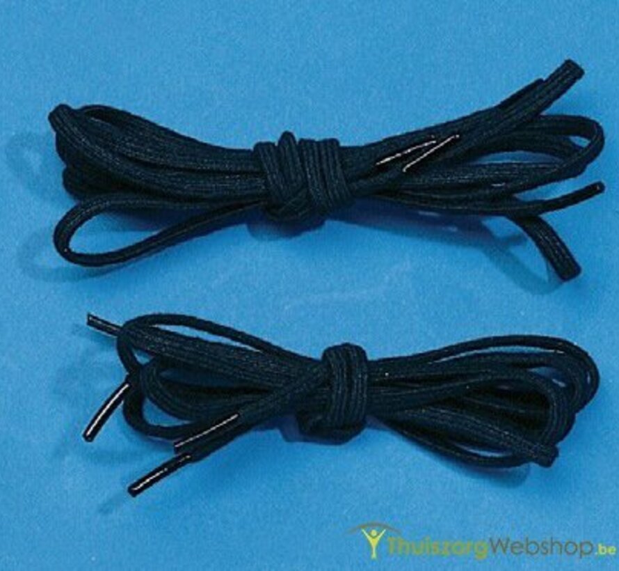 Elastische schoenveters extra fijn 3 mm zwart - 65 cm (2 paar)