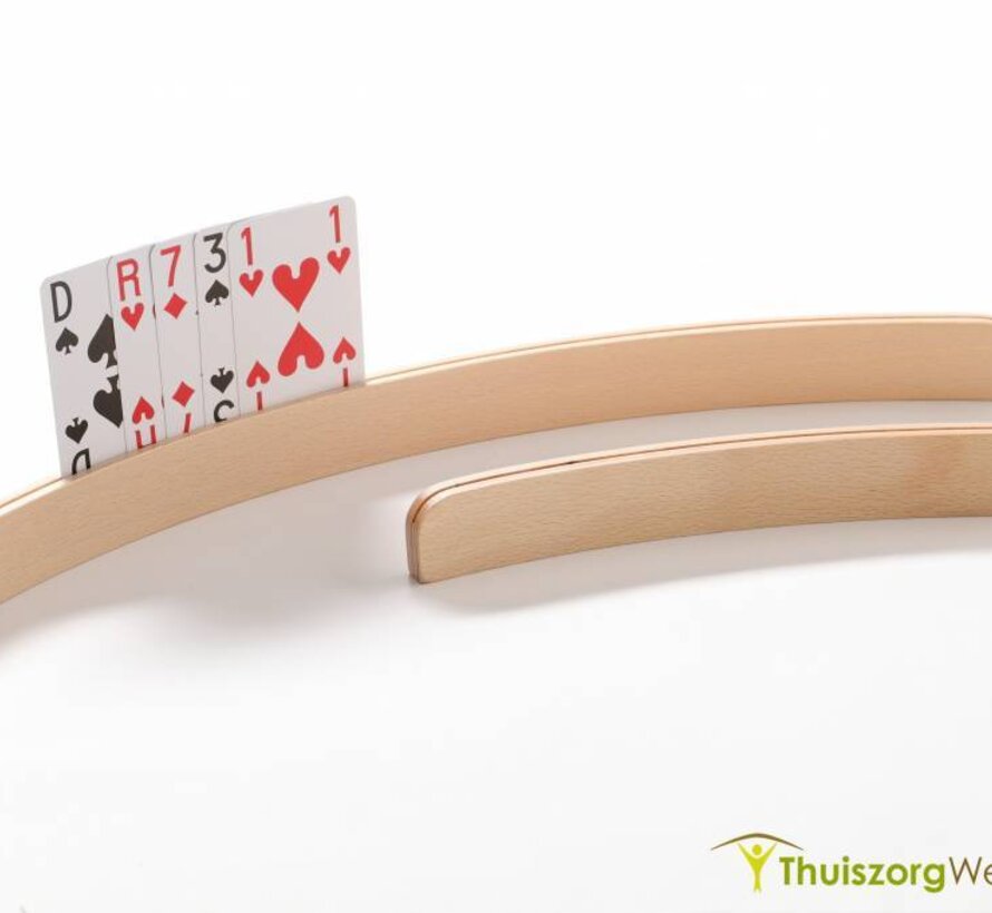 Luxe houten speelkaartenhouder halfrond in beuk