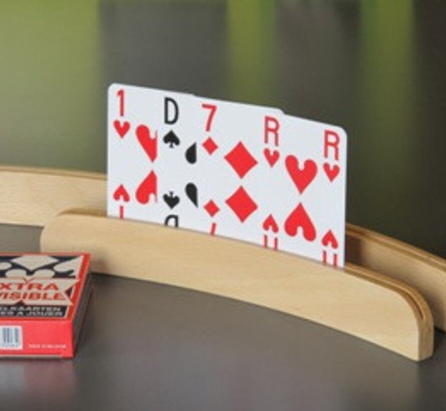 Luxe houten speelkaartenhouder halfrond in beuk