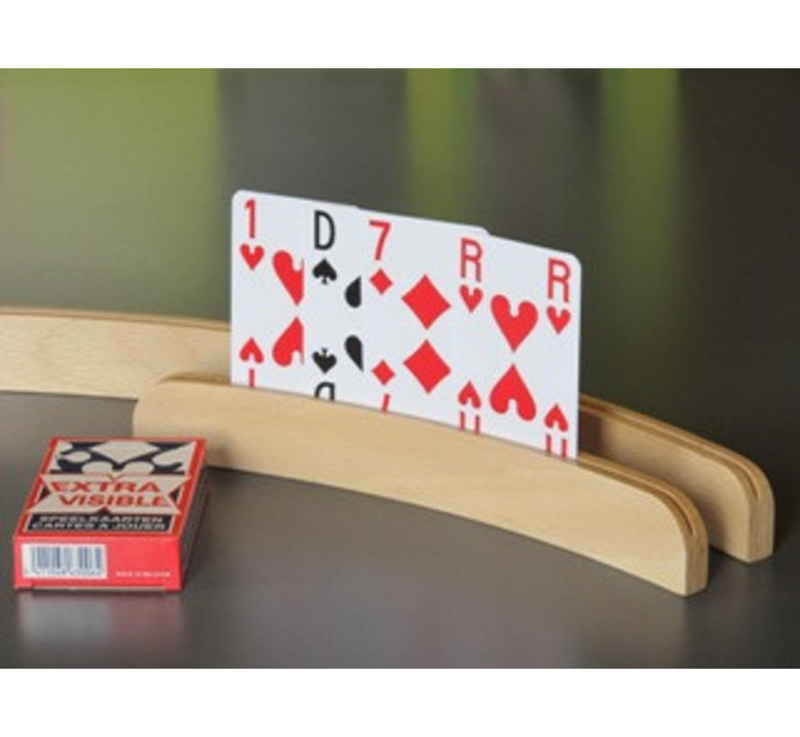 Luxe houten speelkaartenhouder halfrond in beuk