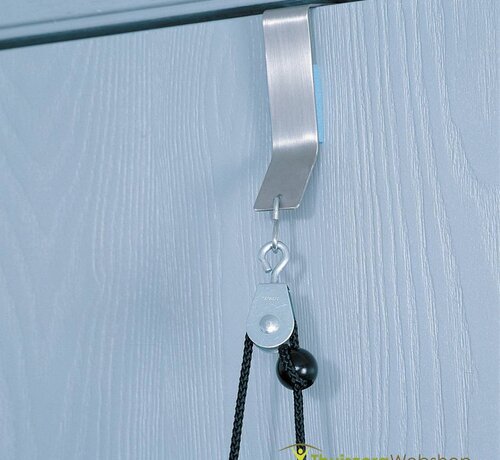 2 handvatten en katrol voor schouderoefeningen met deurbevestiging