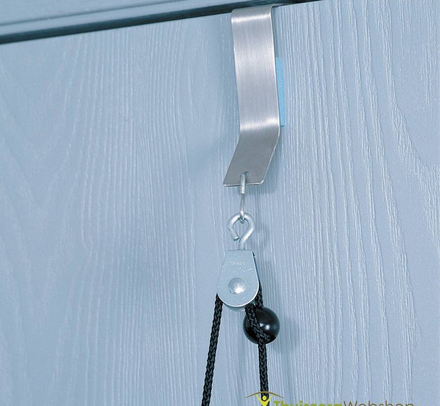 2 handvatten en katrol voor schouderoefeningen met deurbevestiging